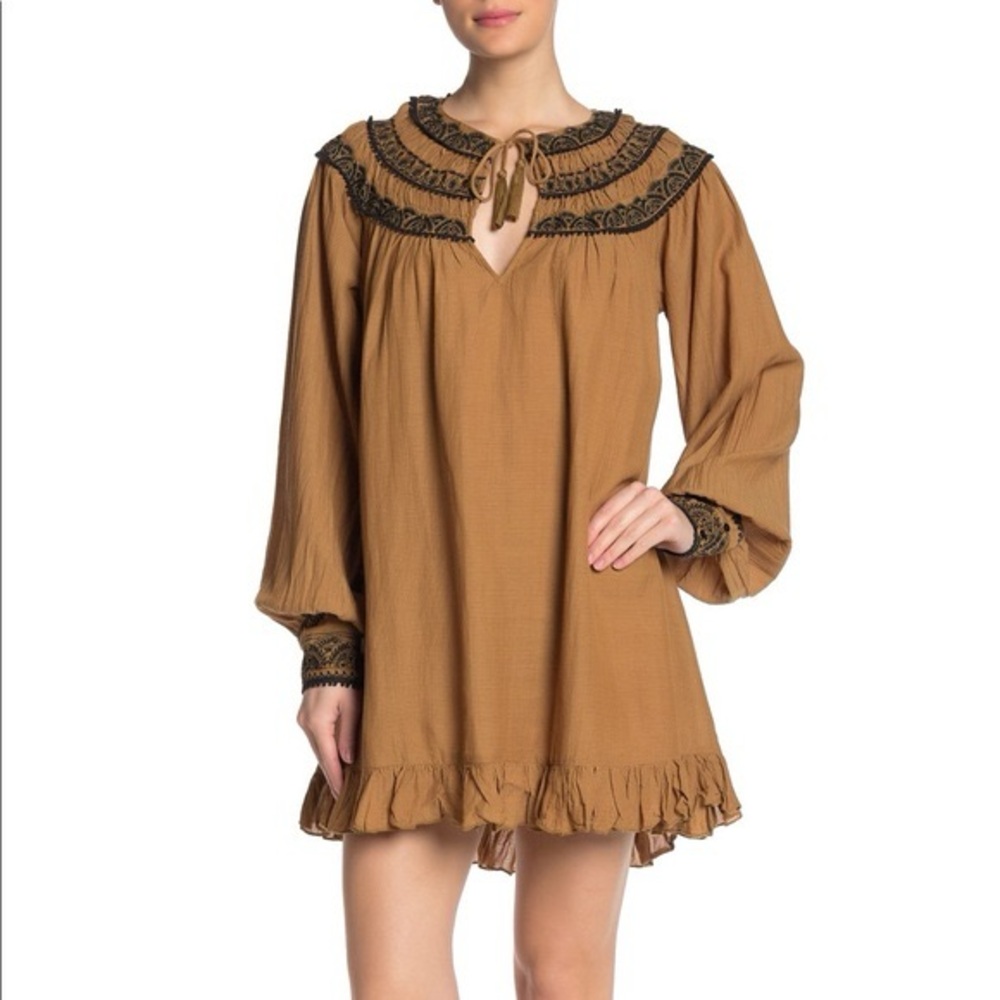 Free People Erin Embroidered Long Sleeve Dress